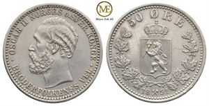50 øre 1891 Oscar II. Kv.1+/01