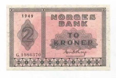 Norge 2 kroner 1949 G kv. 0