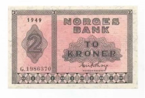 Norge 2 kroner 1949 G kv. 0