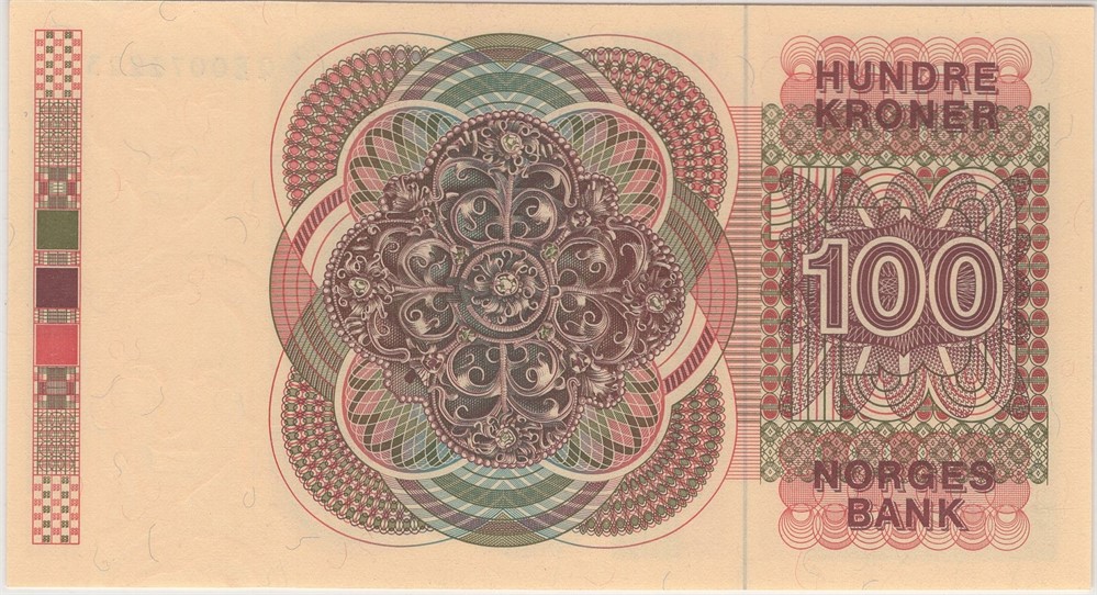 100 kroner 1977 QE erstatningsseddel. Kv.0