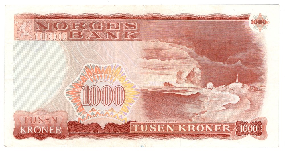 1000 kroner 1985 Z.0152231. Erstatningsseddel. Kv.1+
