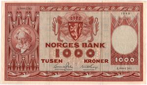 1000 kroner 1949 A.0001761. Kv.1