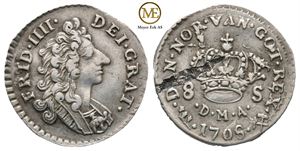 8 skilling 1708 Frederik IV. Kv.01