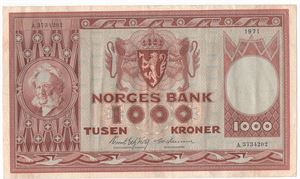 1000 kroner 1971 A.3734202.Kv.1+