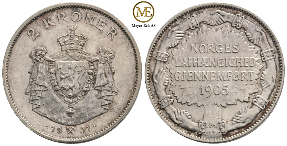 2 kroner 1907 Jub. Haakon VII. Kv.01