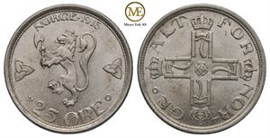 25 øre 1915 Haakon VII. Kv.0