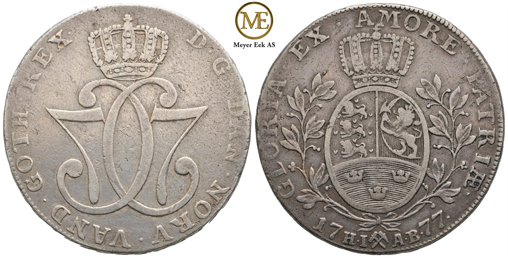 Speciedaler 1777 Christian VII. Kv.1/1+