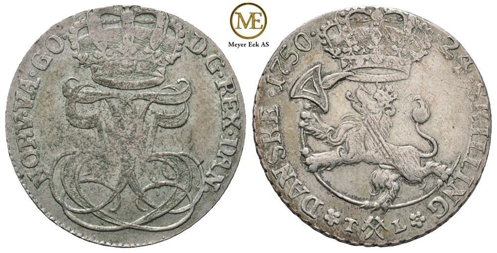 24 Skilling 1750 Frederik V. Kv.1/1+
