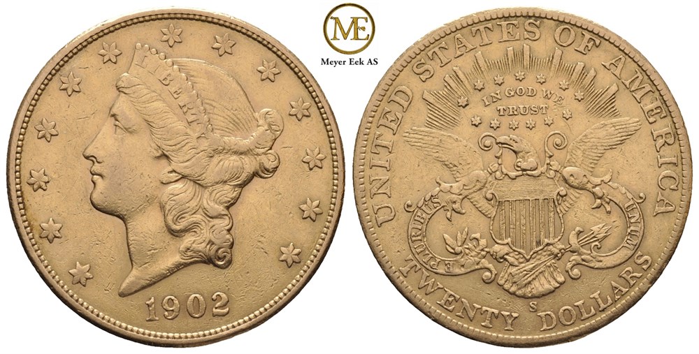 20 dollar 1902 S. Liberty head. Kv.1+