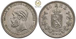 50 øre 1891 Oscar II. Kv.0/01