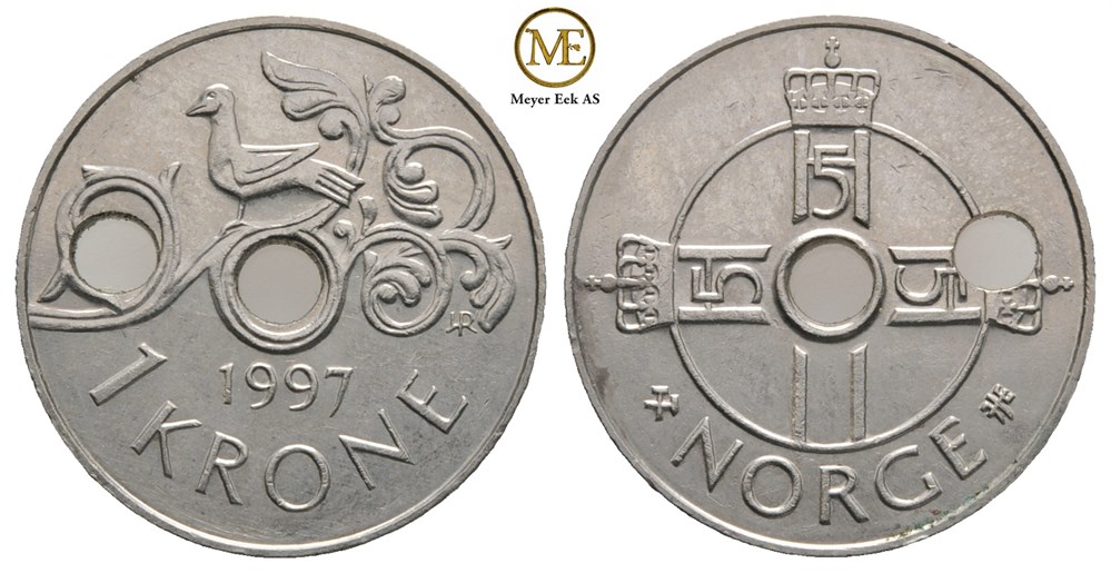 1 krone 1997. Feilpreg