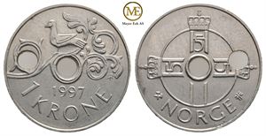 1 krone 1997. Feilpreg