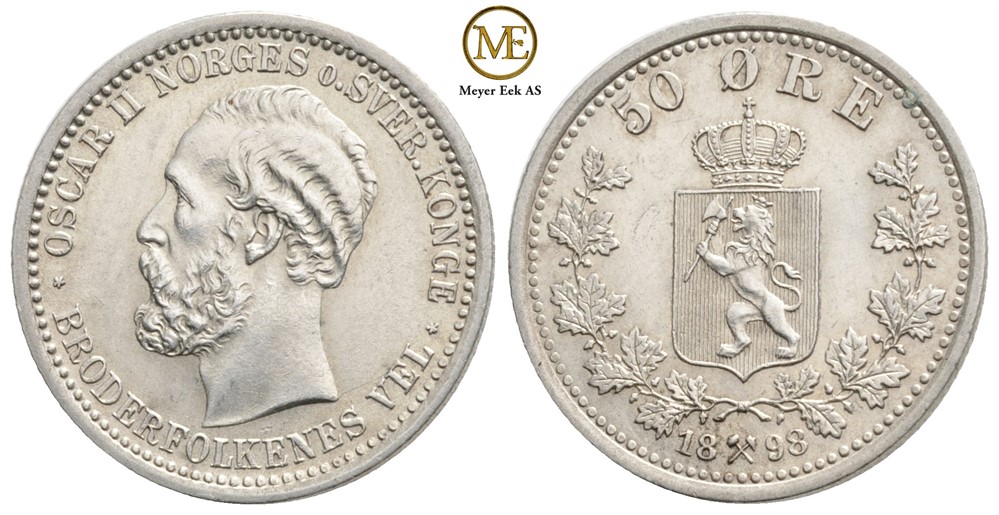 50 øre 1898 Oscar II. Kv.0
