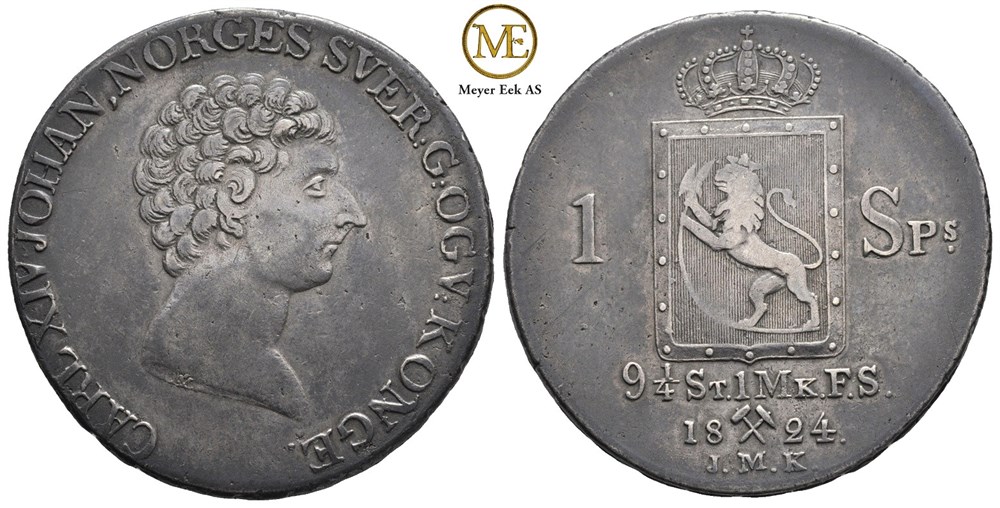 Speciedaler 1824  Carl XIV Johan. Kv.1+/01