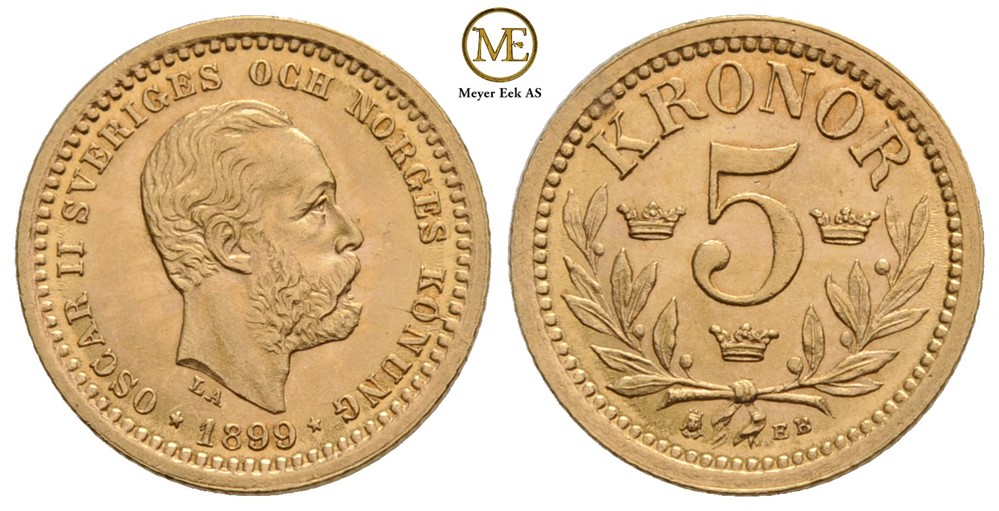 5 kronor 1899 Oscar II. Kv.0/01