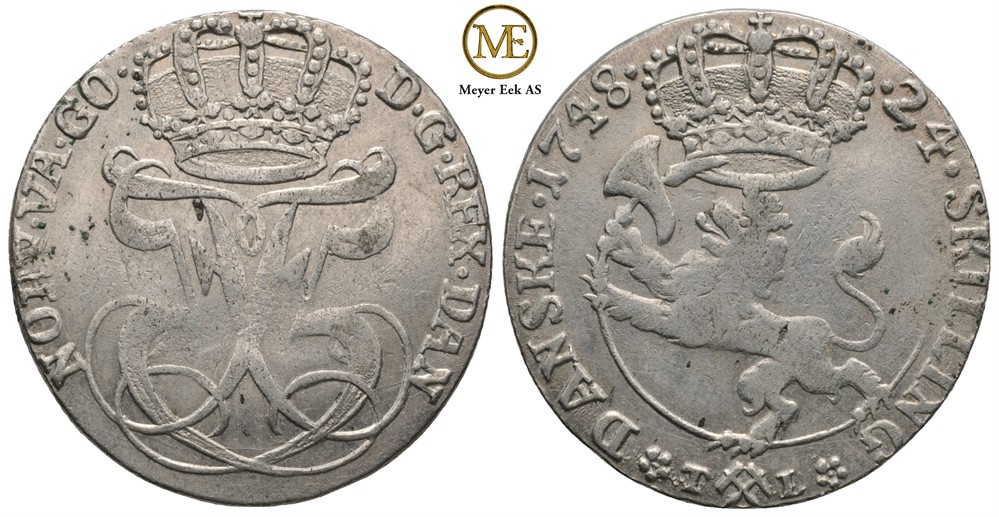 24 skilling 1748 Frederik V. Kv.1/1+