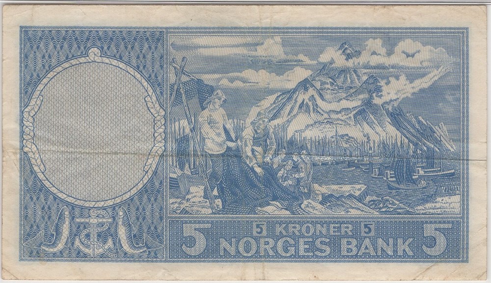 5 kroner 1956 Z.0058144. Erstatningsseddel. RR. Kv.1