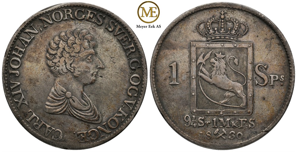 Speciedaler 1830 Carl XIV Johan. Kv.1/1+