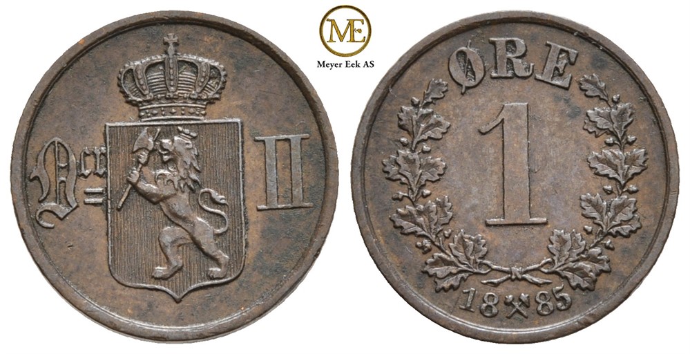 1 øre 1885 Oscar II. Kv.01