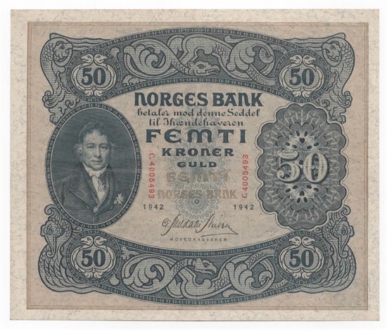 Norge 50 kroner 1942 C kv. 1+