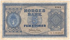 5 kroner 1945 A.1304647. Kv.0