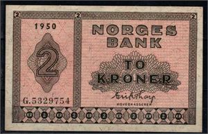 2 krone 1950 G kv. 0