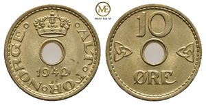 10 øre 1942 Haakon VII. London utgaven. Kv.0/01