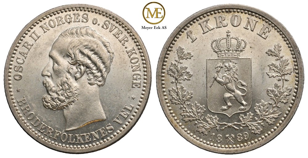 1 krone 1889 Oscar II. Kv.0