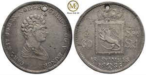 1/2 speciedaler 1835 Carl XIV Johan. Kv.1+