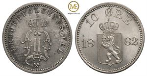 10 øre 1882 Oscar II. Kv.0