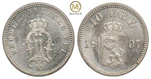 10 øre 1897 Oscar II. Prakteksemplar