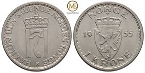 1 krone 1955 Haakon VII. Kv.0