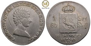 1/2 speciedaler 1819 Carl XIV Johan. Kv.1/1+