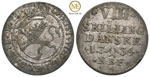 8 skilling 1734 Christian VI. Kv.1+