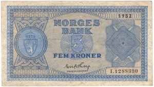 5 kroner 1952 I.1288390. Kv.1+