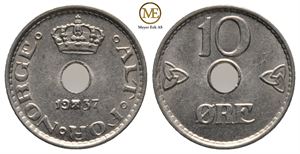 10 øre 1937 Haakon VII. Kv.0