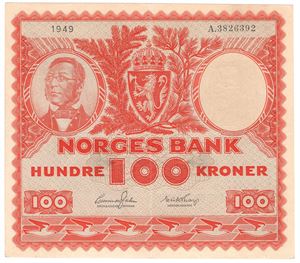 100 kroner 1949 A.3826392. Kv.1+/01