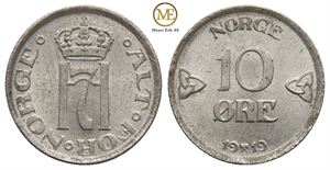 10 øre 1919 Haakon VII. Kv.0