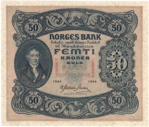 50 kroner 1944 D.0609591. Kv.0/01