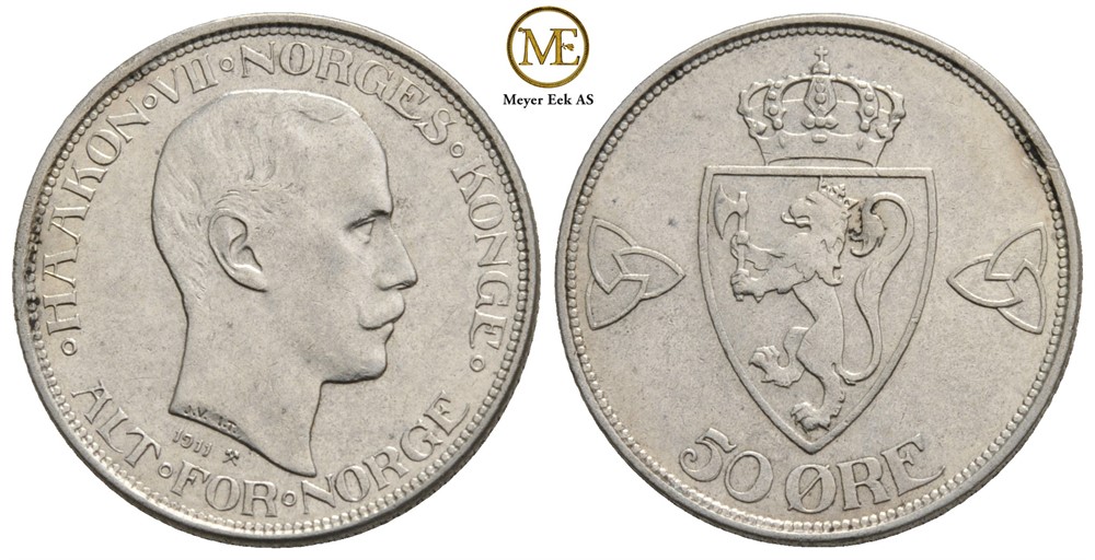 50 øre 1911 Haakon VII. Kv.01