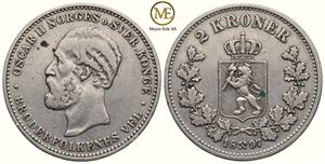 2 kroner 1897 Oscar II. Kv.1