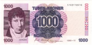 1000 kroner 1990 VI Utgave. Kv.0