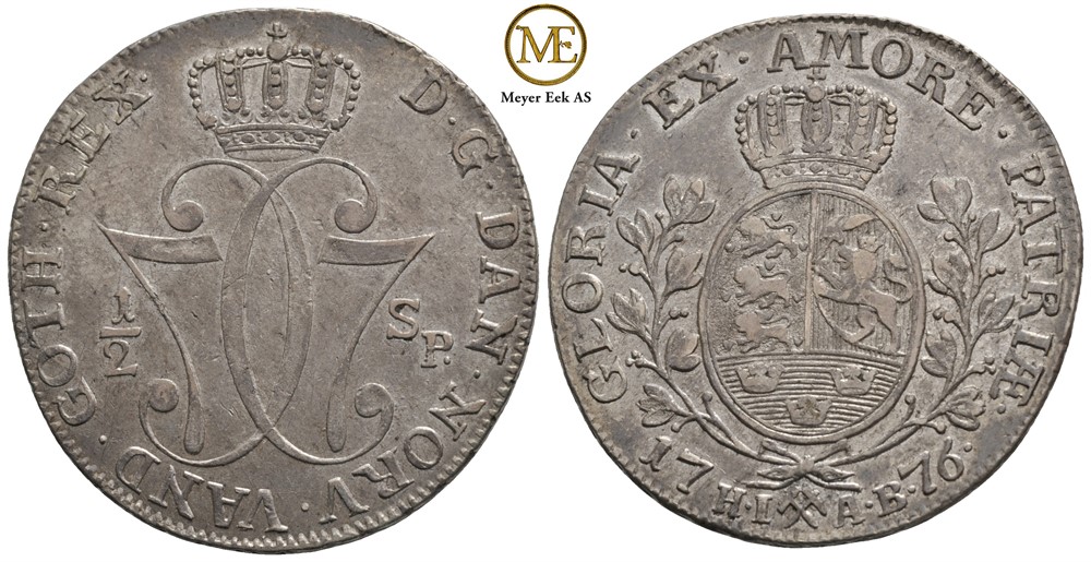 1/2 speciedaler 1776 Christian VII. Kv.01
