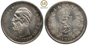 1 krone 1894 Oscar II. Praktfult eksemplar. Kv.0