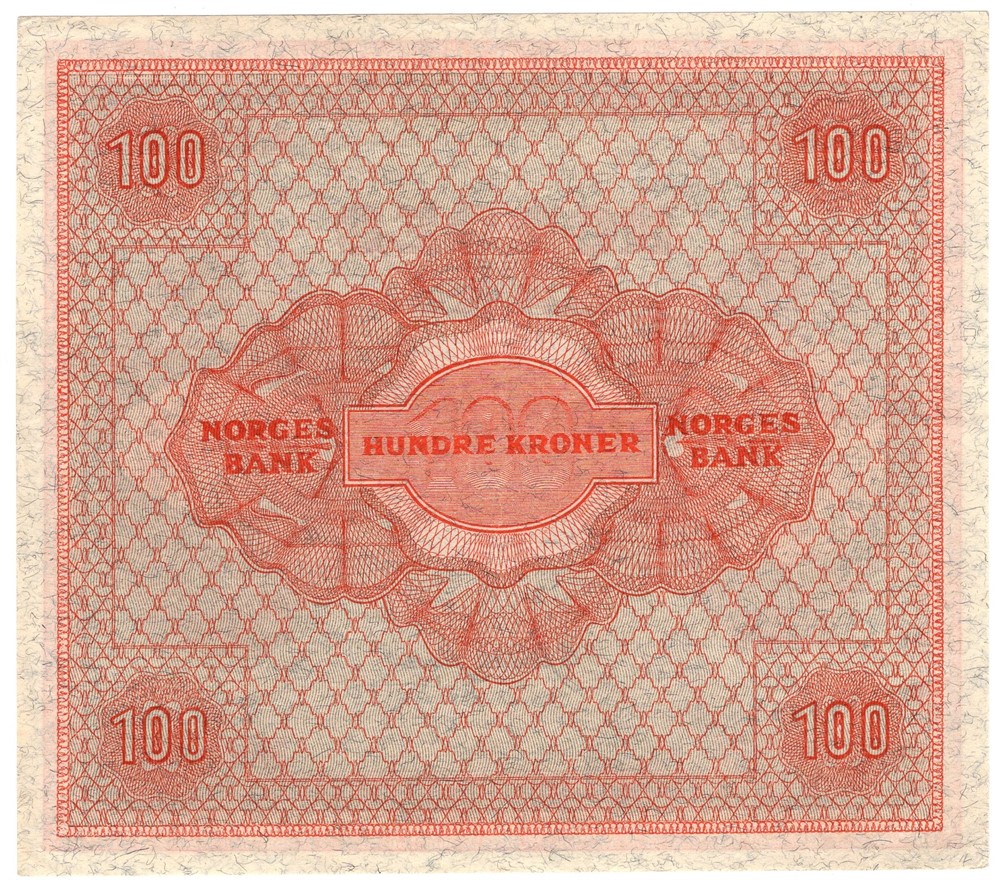 100 kroner 1945 Z.8036458 8-million erstatningsseddel. SS-seddel. Kv.0/01