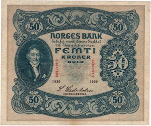 50 kroner 1920 A.4647883. Kv.1+