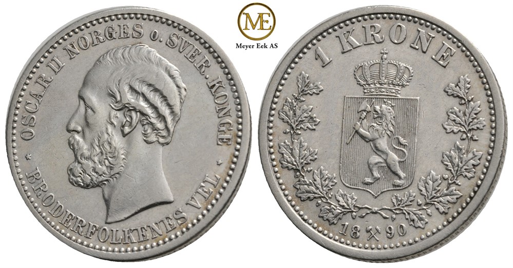 1 krone 1890 Oscar II. Kv.01