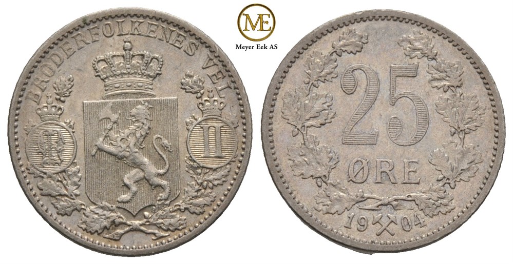 25 øre 1904 Oscar II. Kv.0