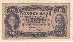 10 kroner 1943 E.1427484. Kv.0