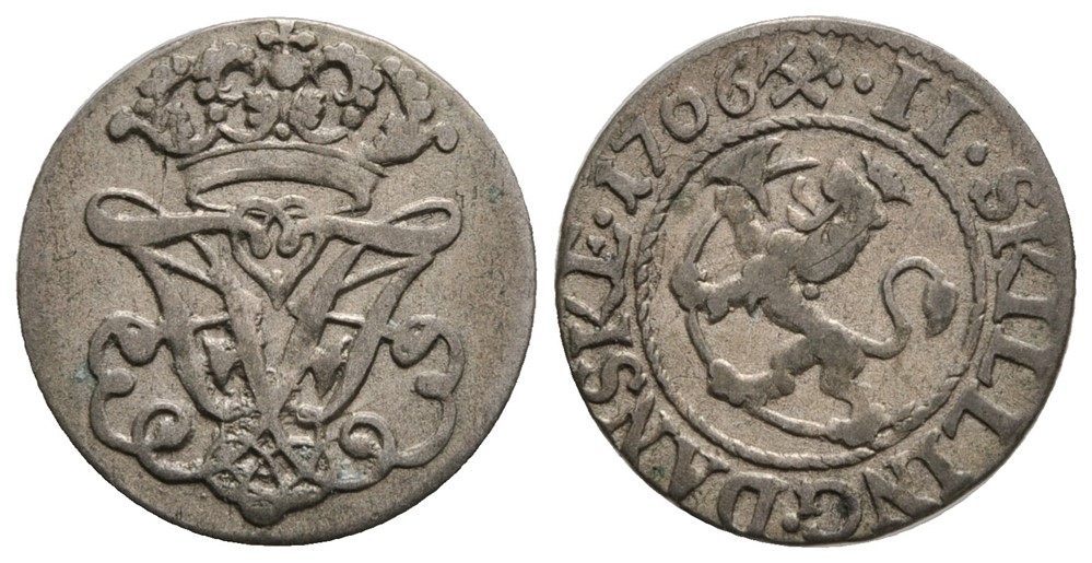 2 skilling 1706 Frederik IV. Kv.1+/01